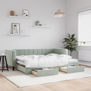 Divano Letto Estraibile Cassetti-Sofa Letto-Daybed Grigio Chiaro 80x200cm Velluto 806871