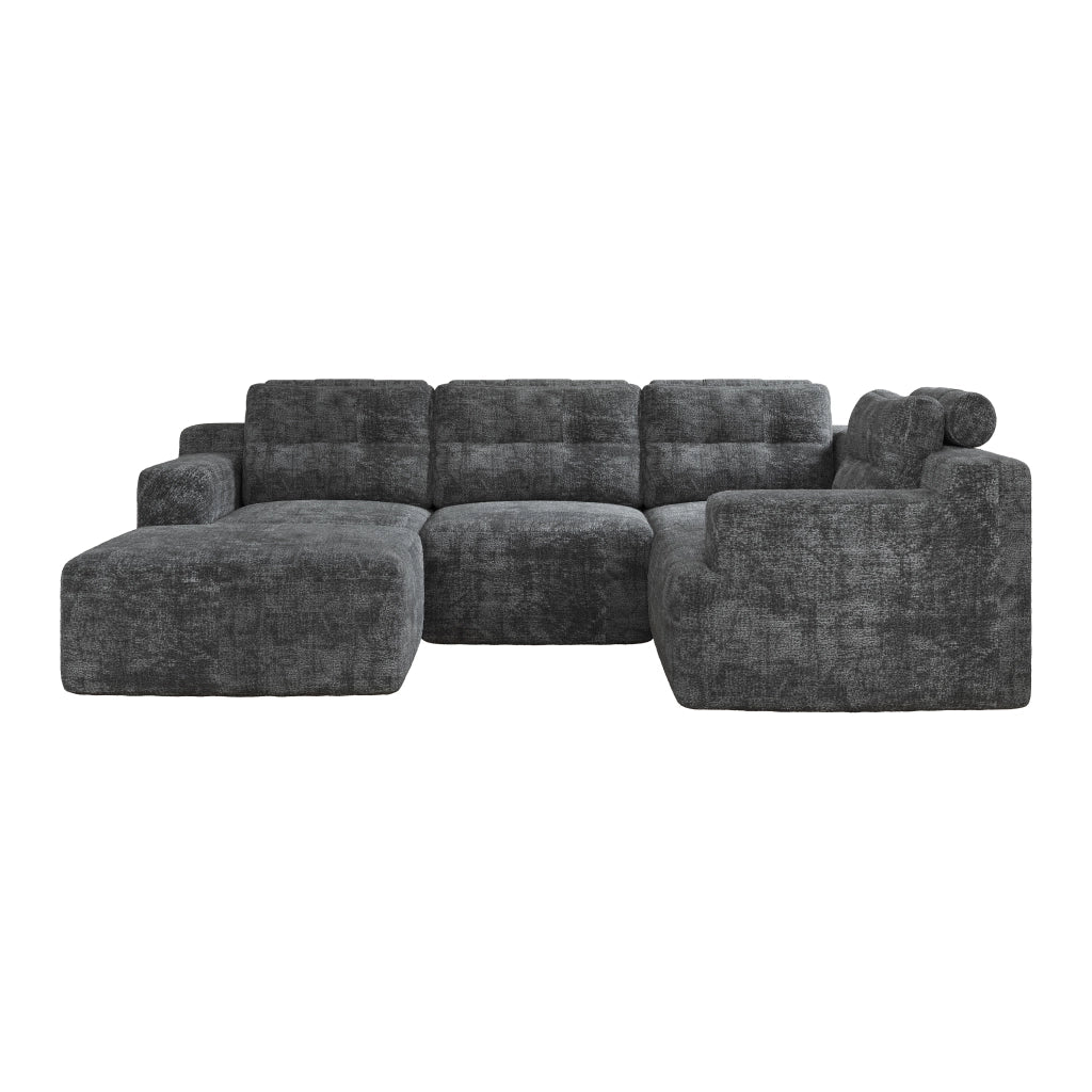 DIVANO Modulare a U 252x180x82 cm Chenille Grigio 5-6 posti