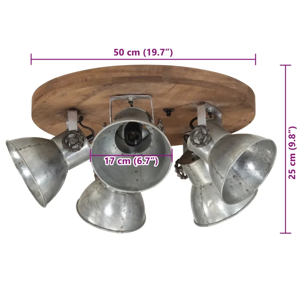 Lampada da Soffitto 25 W Argento Vintage 50x50x25 cm E27 CFW2356663