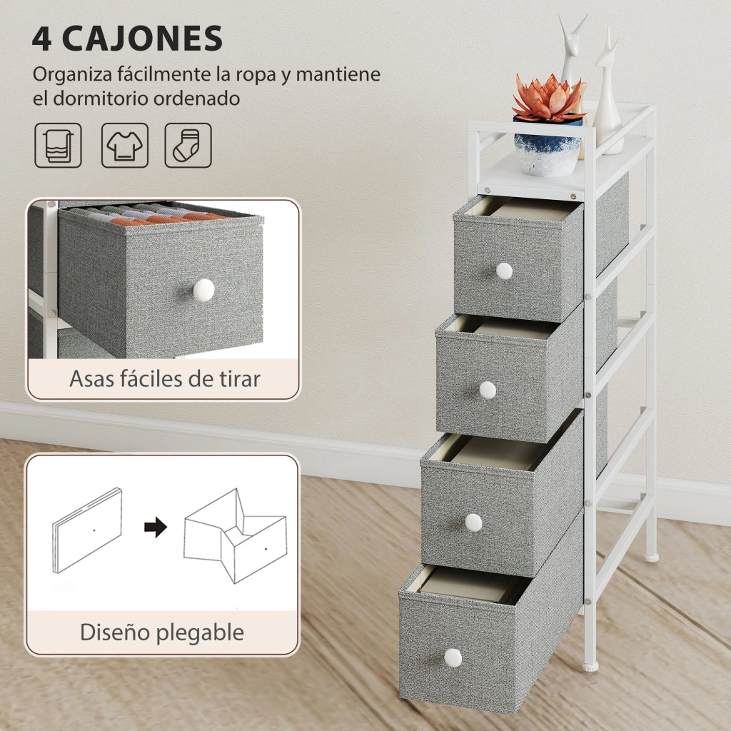Cassettiera con 4 Cassetti Tessuto Grigio ¨C Minimal ¨C 60x40x80 cm