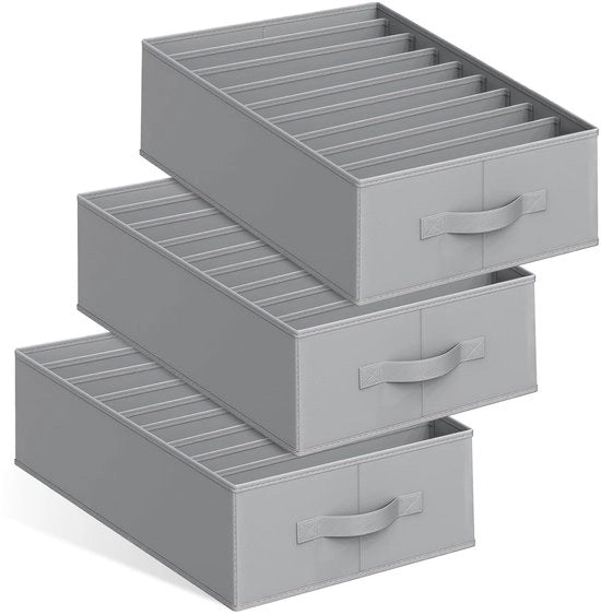 Set di 3 organizzatori per armadio, 6+7+9 compartimenti, pantaloni, magliette, cassetto, sistema di organizzazione per armadio, cassetti, organizzatore per armadio pieghevole in grande cartone di PE, dimensioni 44*30*20cm