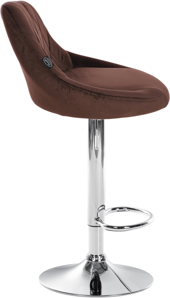Sgabello da bar Lazio Velvet marrone,cromo