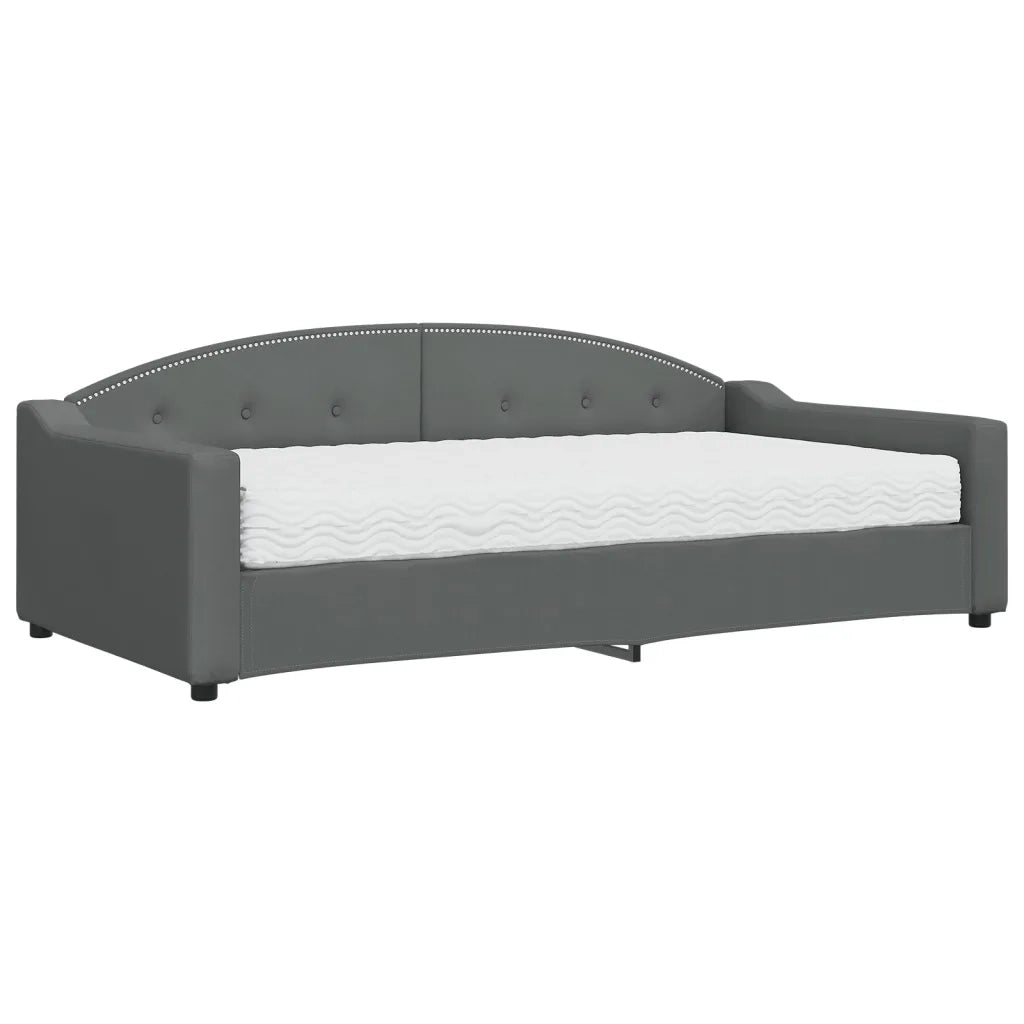Divano Letto con Materasso Grigio Scuro 100x200 cm in Tessuto