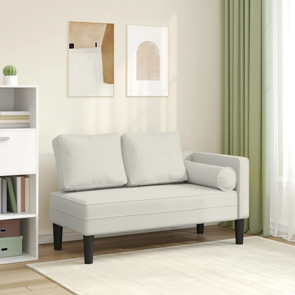 Chaise Longue con Cuscini Crema in Velluto CFW4838619
