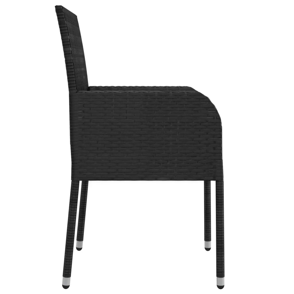 Set da Pranzo da Giardino 5 pz Nero con Cuscini in Polyrattan 3185000