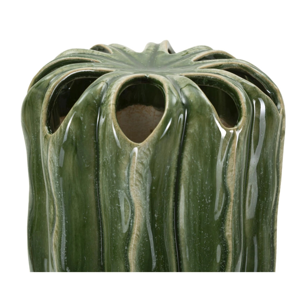 Vaso Decorativo VKH848, Verde, Ceramica, 12x12x31,5 cm