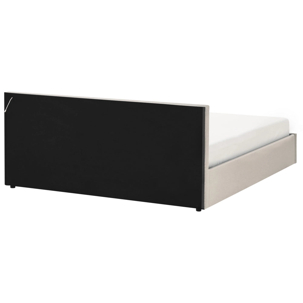 Letto matrimoniale in tessuto beige con LED 180 x 200 cm con contenitore elegante semplice