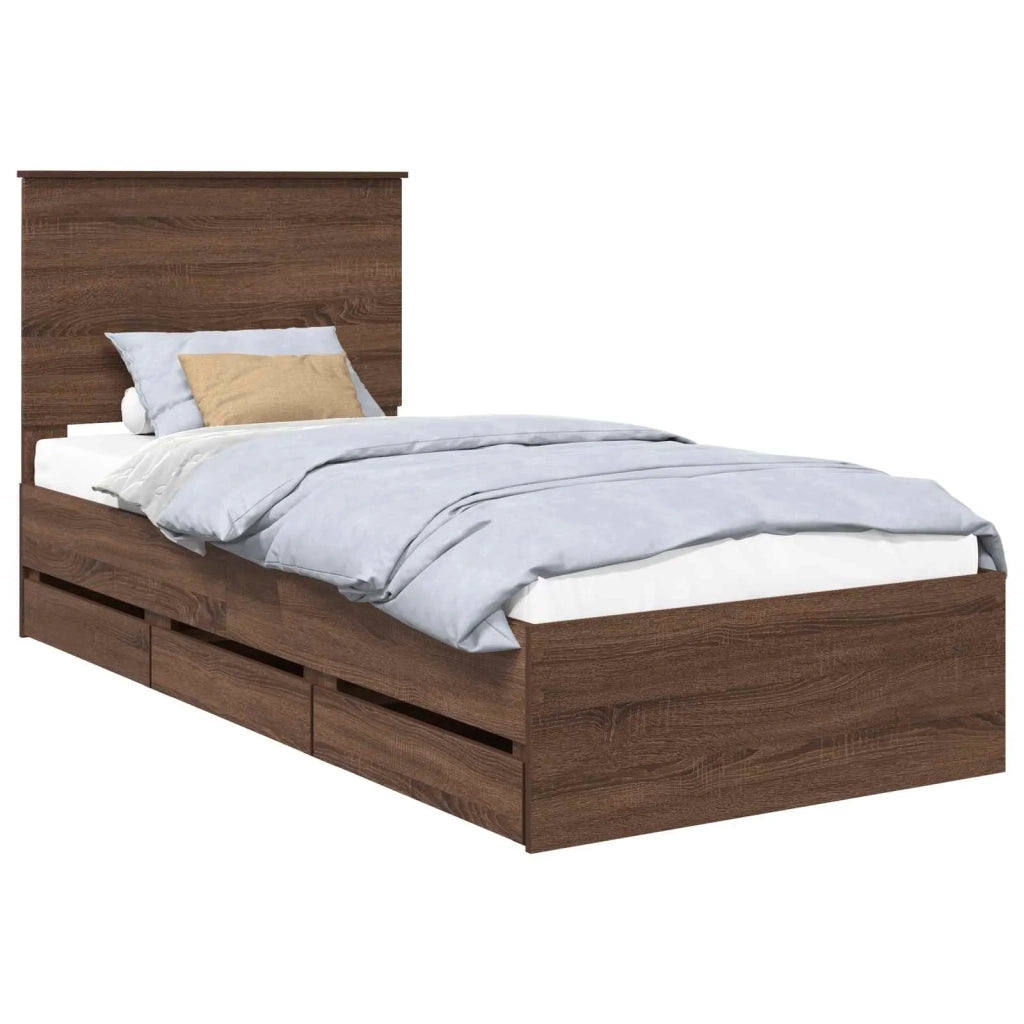 Struttura del letto con cassetto Rovere Marrone 75 x 190 cm