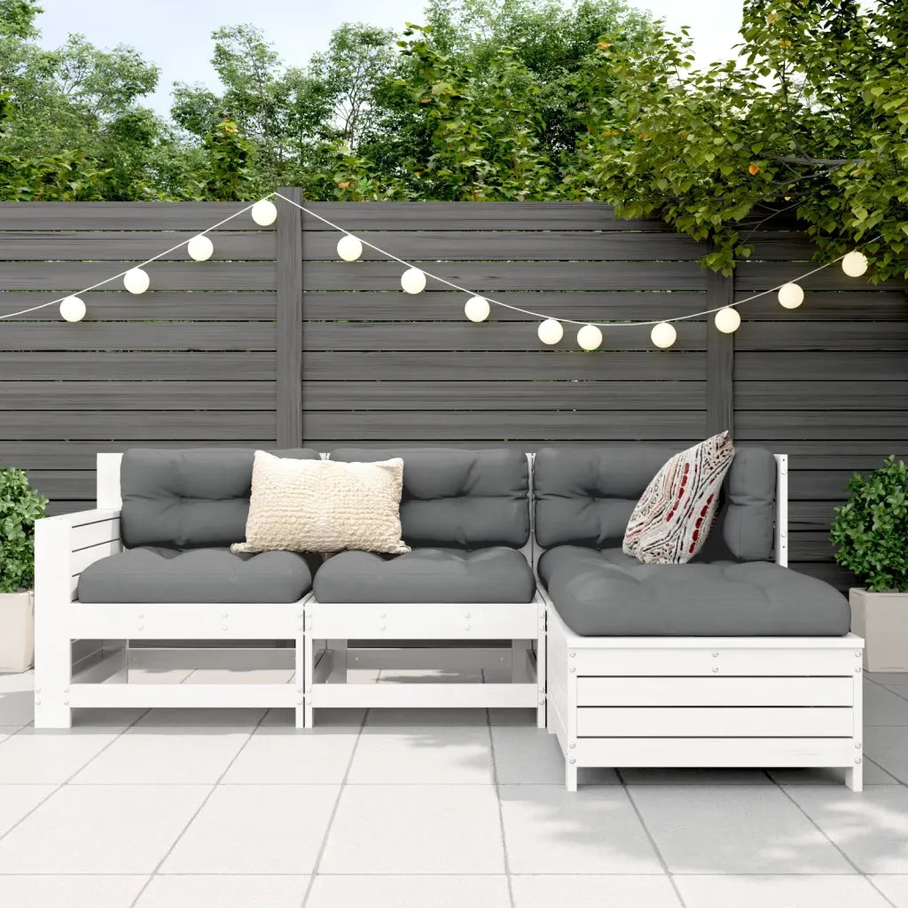 Set Salotto da Giardino 4 pz Bianco in Legno Massello di Pinocod mxl 92824