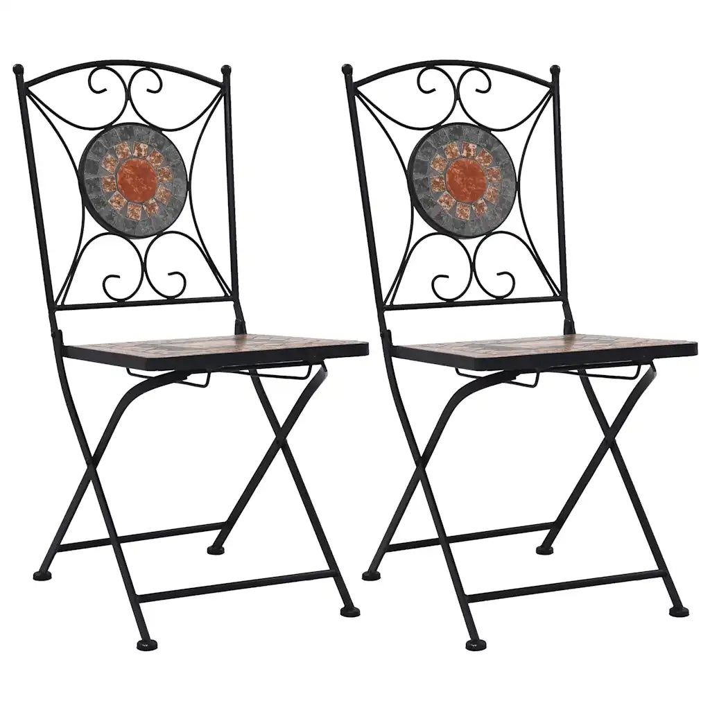 Sedie da BistrÃ² con Mosaico 2 pz Arancio/Grigio cod mxl 25002