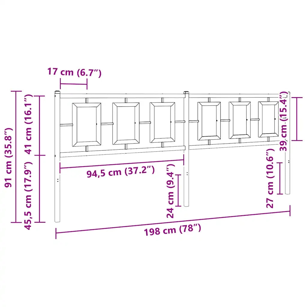 Testiera in Metallo Bianco 193 cm