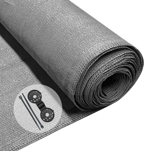 Schermo da sole 18 x 10 m 150 g/m² HDPE rete ombreggiante 85% ombreggiata resistente ai raggi UV e ai danni da vento con fori e anelli per cavi colore grigio - Rete di privacy