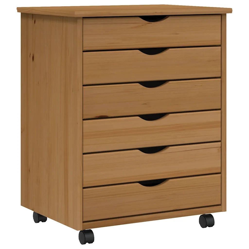 Carrello portaoggetti con cassetti 53 x 39 x 65,5 cm ampio e pratico spazio contenitivo stile rustico legno di pino color miele 02_0047159