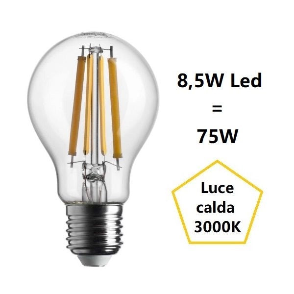 LAMPADINA GOCCIA A LED 8,5W LUCE CALDA 3000K 1055 LUMEN E27 BOT LIGHTING