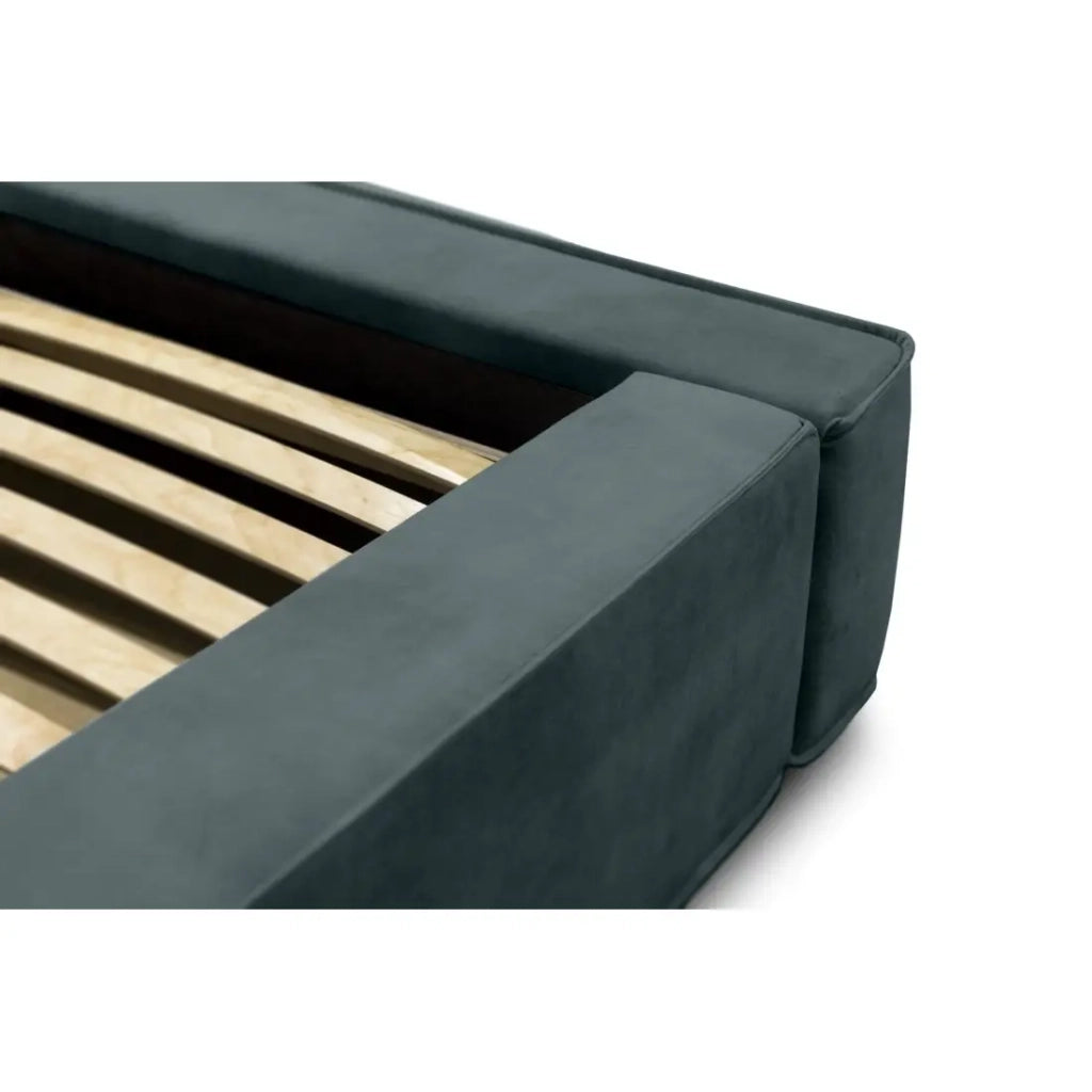 Lit coffre VELORA – Verde smeraldo – 160x200 cm – Tessuto velluto morbido – Rete sollevabile – Contenitore integrato