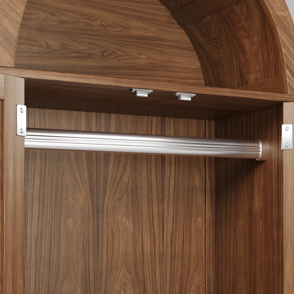 Armadio guardaroba 181x78x45 cm in MDF e metallo; effetto noce con ante in rattan
