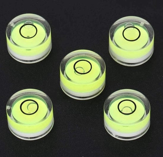 Mini Waterpas Circolare 5 Pezzi - Strumento di Misura Lineare per Tecnica Edile - 15mm di Diametro