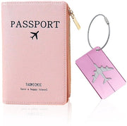Portafoglio per documenti di viaggio - Rosso - Protezione per documenti di viaggio portatile - Incluso etichetta bagagli - Leggero - Materiale PU - 11 x 2,5 x 17 cm - Portafoglio per documenti di viaggio