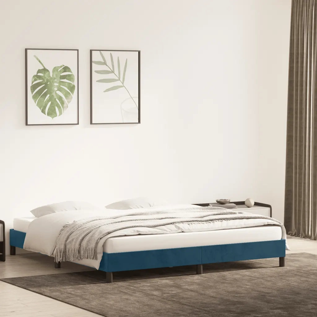 vidaXL Giroletto senza Materasso Blu Scuro 180x220 cm in Velluto