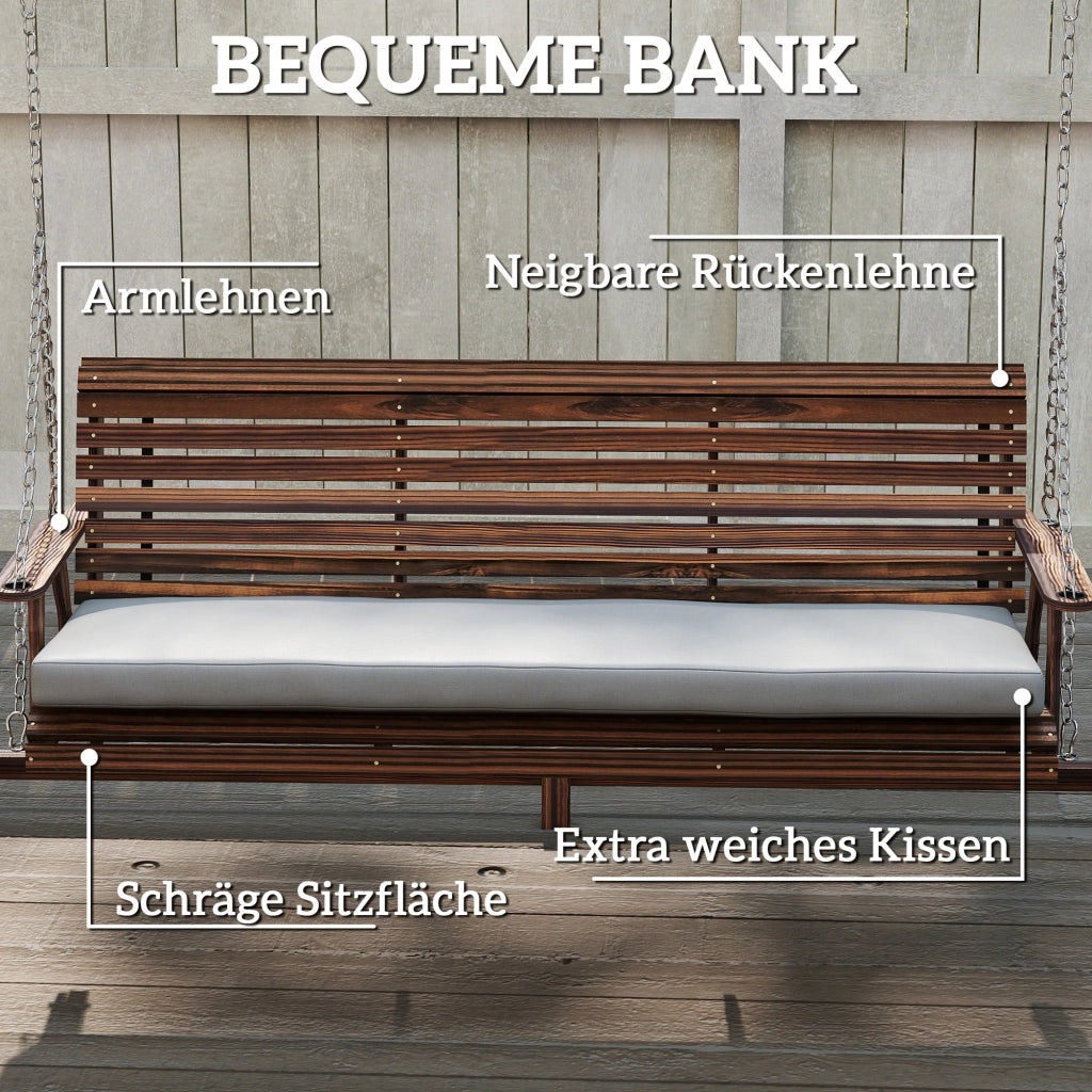 Altalena da giardino 3 posti in legno ¨C zephmum ¨C colore antracite