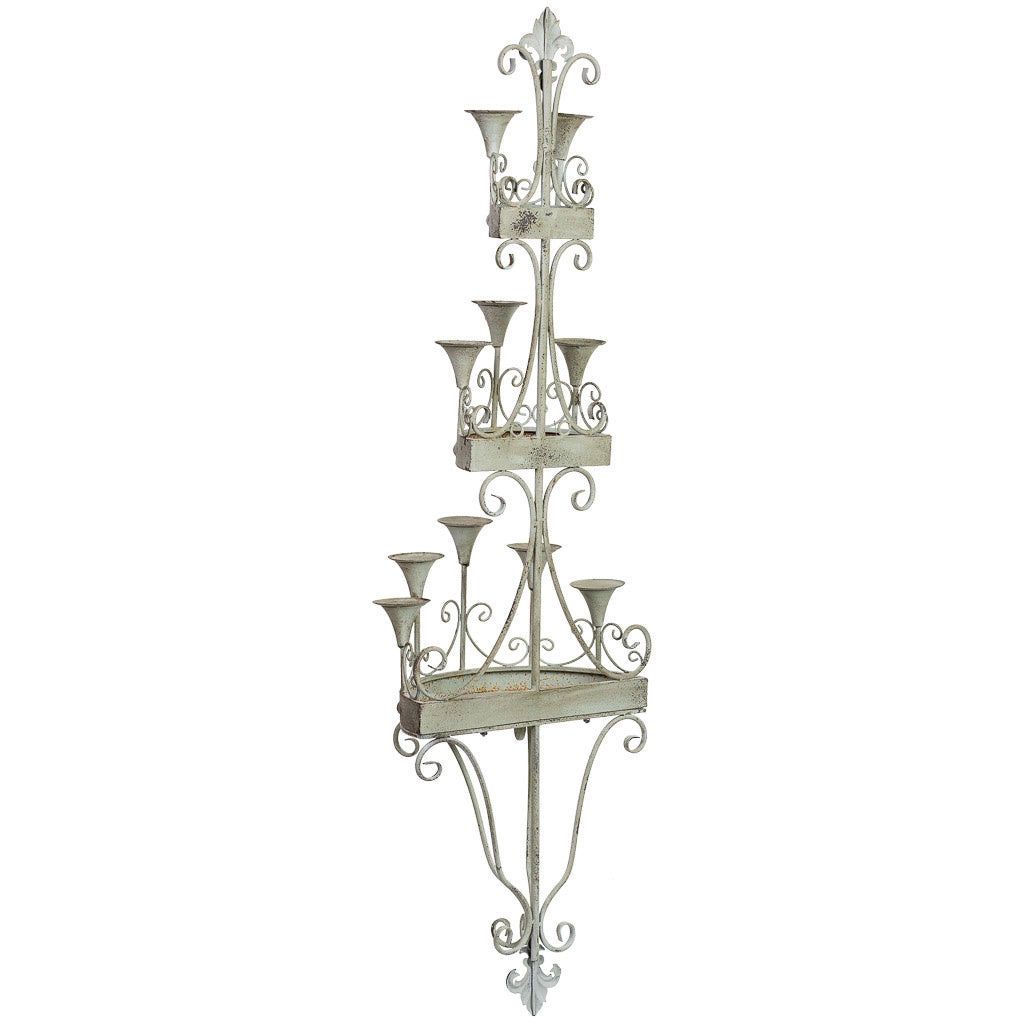 Lampada da parete in legno e metallo grigio invecchiato 43,5x21x142CM