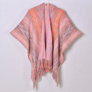 Cardigan/mantellina da donna con spacco e frange