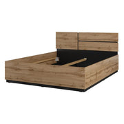 Letto HAVANA 180x200 cm quercia e nero – Grande letto moderno per camera naturale