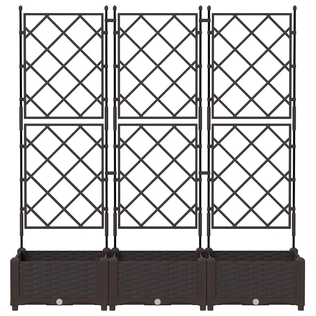 Set di 3 fioriere da giardino moderne e resistenti 120 x 40 x 125,5 cm acciaio marrone 02_0058514