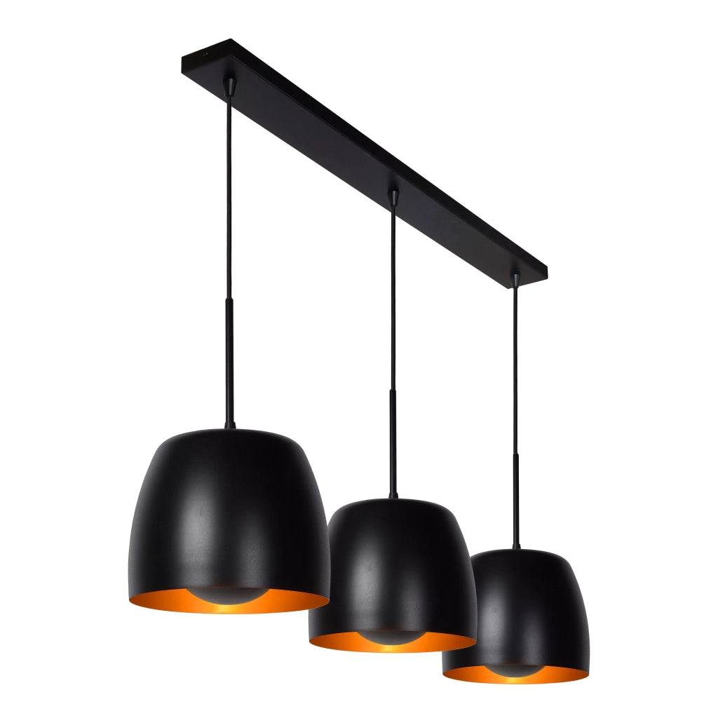 Lampada a sospensione nera/oro Nolan 3xE27 40W Lucide