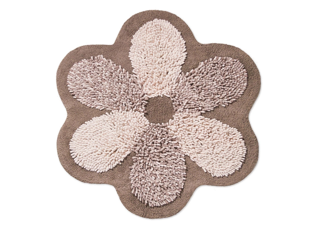 Tappeto A Fiore Casa Bagno Cotone Spugna Morbida Antiscivolo Flower Tortora