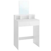 Toletta con specchio grande tavolo da trucco con 2 cassetti e 3 scomparti angolo bellezza in stile moderno bianco 12_0005152