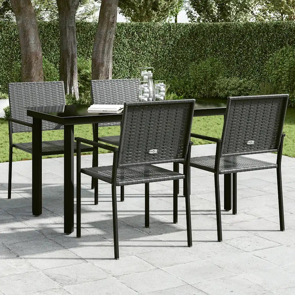 Tavolo da Giardino Nero 140x70x74 cm in Acciaio e Vetro cod mxl 49380