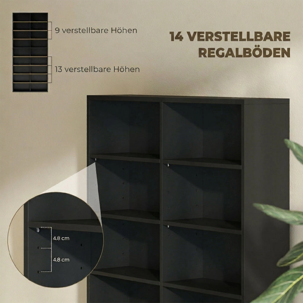Libreria per CD e Blu-ray ¨C Xylo ¨C 18 scomparti con ripiani regolabili, nero, 640 CD