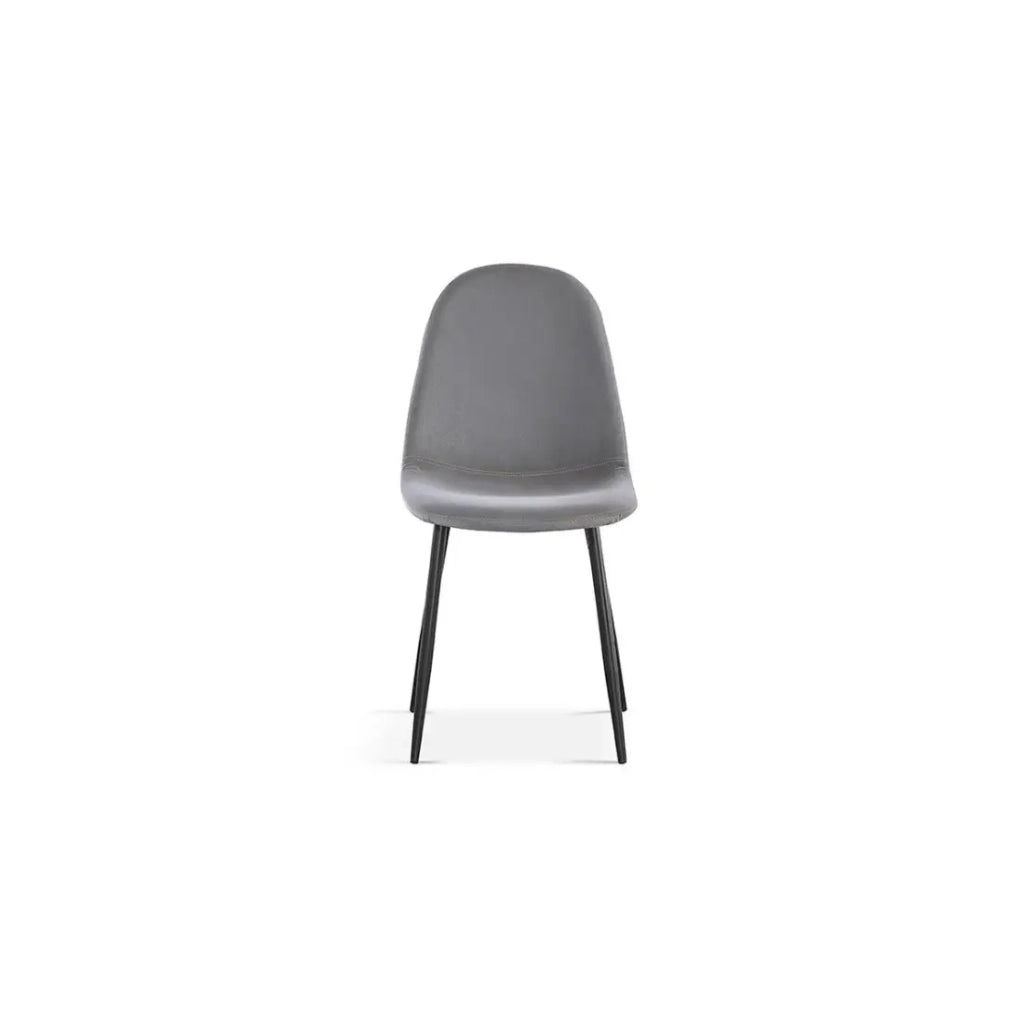 Sedia BOÏ - Velluto grigio - Piedi in metallo nero - Design moderno
