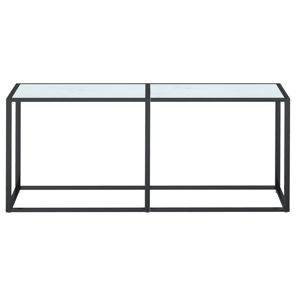Tavolo Consolle Bianco Marmo 180x35x75,5 cm in Vetro Temperato 331684