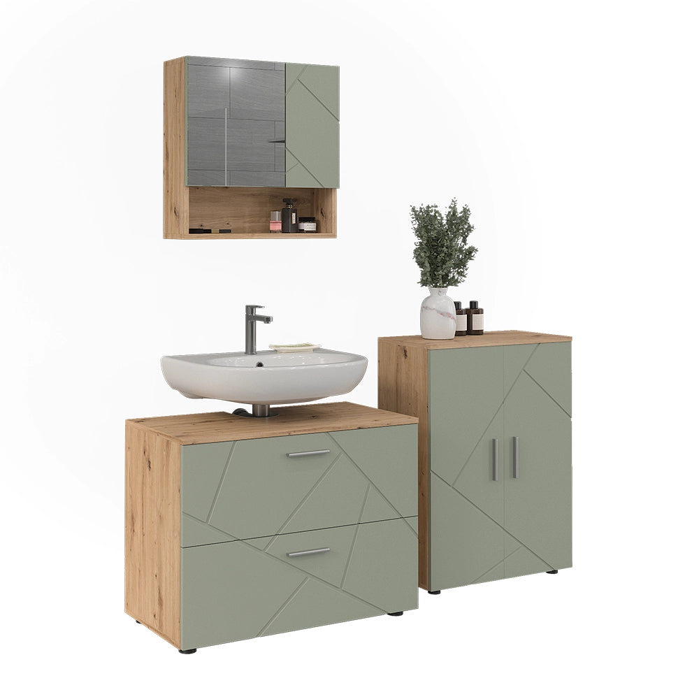 Vicco Set di mobili da bagno Verde salvia 3 parti