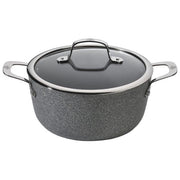 BALLARINI 75002-826-0 Salina Granitium Tegame 2,67 L con Coperchio in Vetro Acciaio Inox Alluminio Forgiato 6 Strati Antiaderente con Rinforzo al Titanio Induzione e Forno colore Grigio