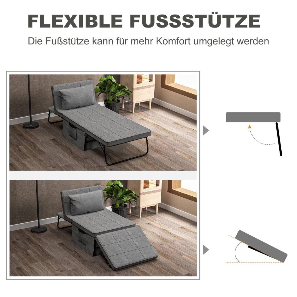 Letto pieghevole 4 in 1 con materasso ¨C Xylo ¨C Grigio metallo 188x75x38 cm