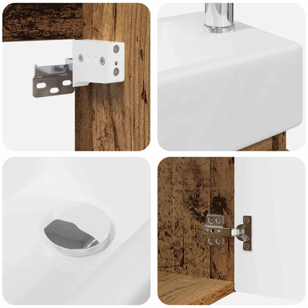 Mobile bagno con rubinetto Legno antico 45,5 x 22,5 x 84 cm