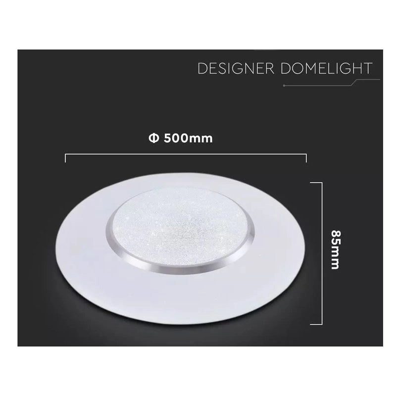 Plafoniera A Led Da Soffitto CCT 3 in 1 Rotonda 60W D500mm Effetto Stellato Cristallo Con Telecomando Incluso SKU-14621