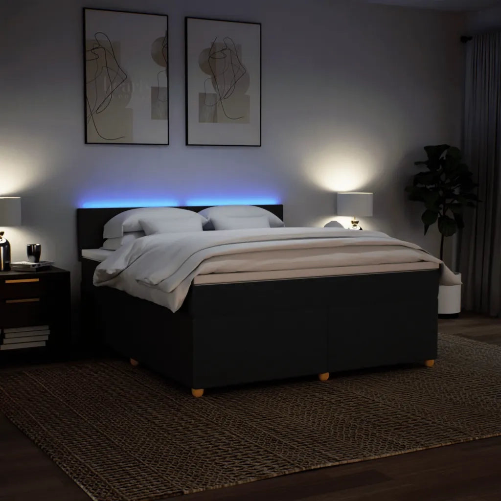 Giroletto a Molle con Materasso Nero 180x200 cm in Tessuto