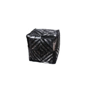 Pouf Spark in pelle con trama a rombi argento
