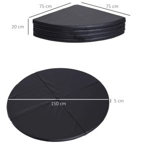 Materassino rotondo ULEVR per pole dance ?150 cm, spessore 5 cm, pieghevole, nero