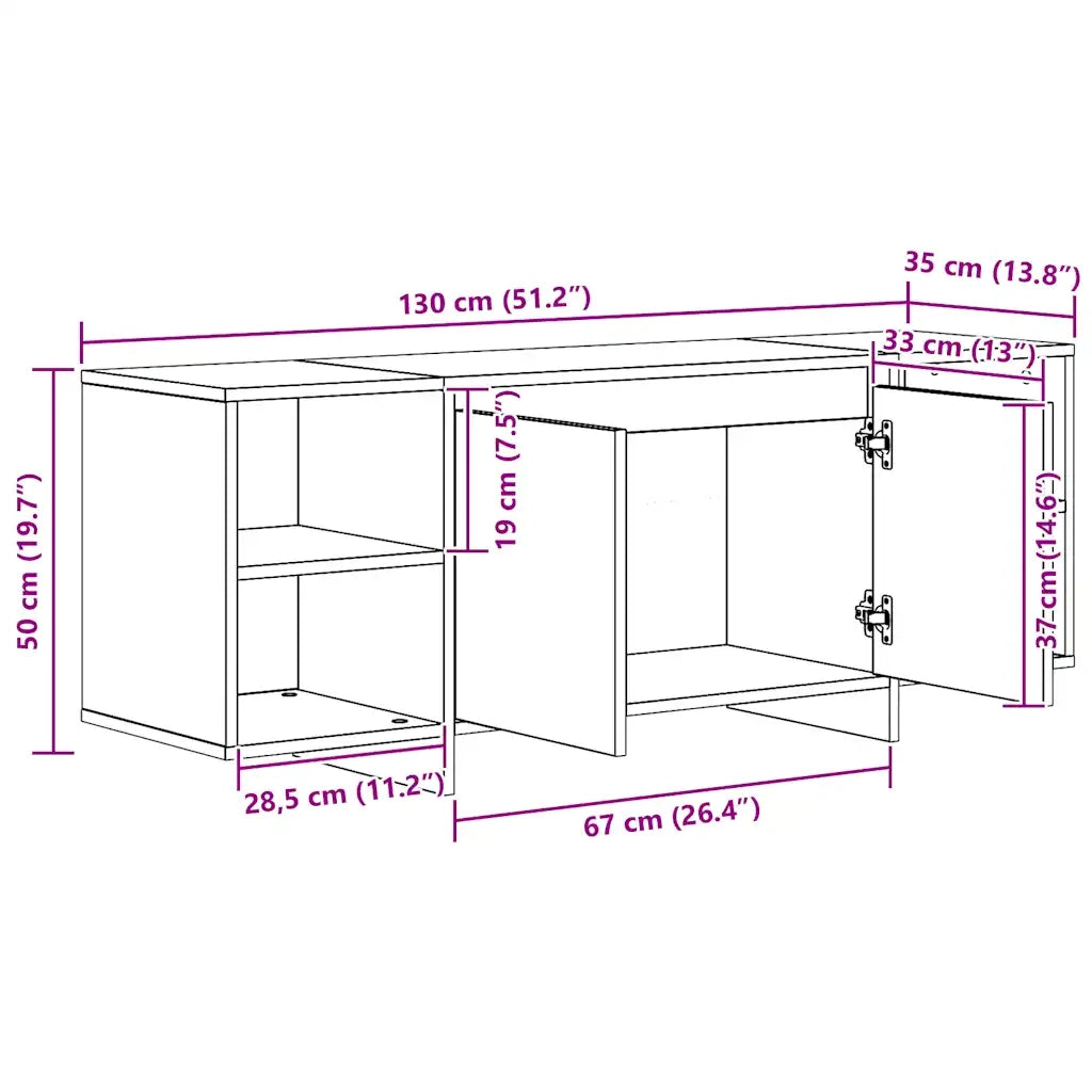 Elegante mobile porta TV con vano contenitore 130 x 35 x 50 cm stile contemporaneo finitura in rovere ingegnerizzato realizzato artigianalmente 02_0050943