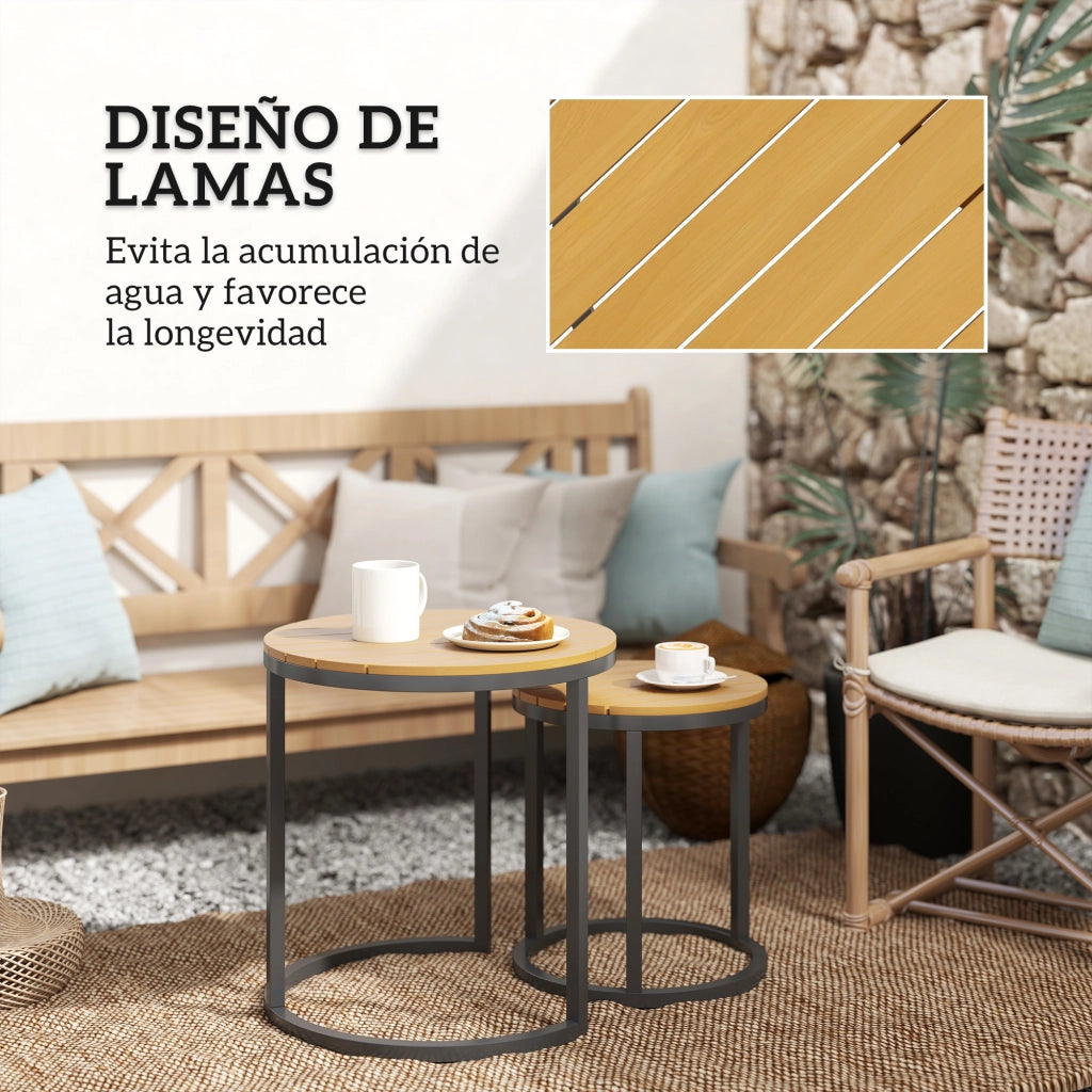 Tavolo da Giardino 2 Pezzi con Piano in Legno di Acacia ¨C zephmum ¨C Grigio 120x80x75 cm