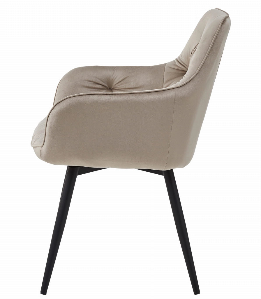 Sedia VALORA JORK - Girevole in velluto beige scuro per soggiorno x 2