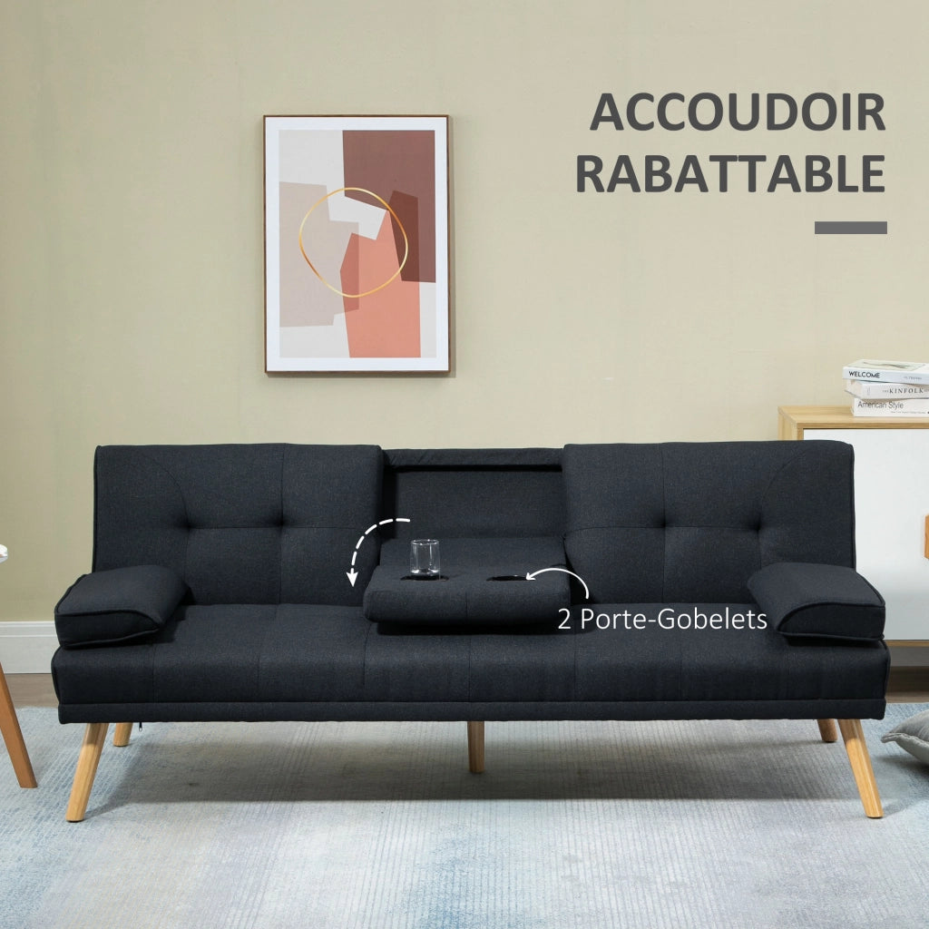 Divano letto 3 posti imbottito con schienale regolabile ¨C Zephmum ¨C Grigio