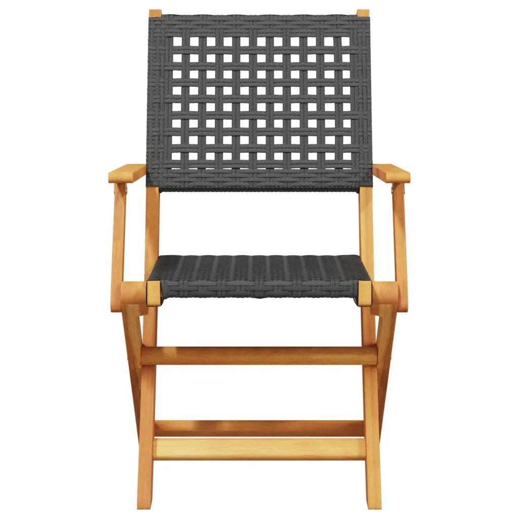 Set da Bistrot 3 pz Nero in Polyrattan e Legno Massello 3281850