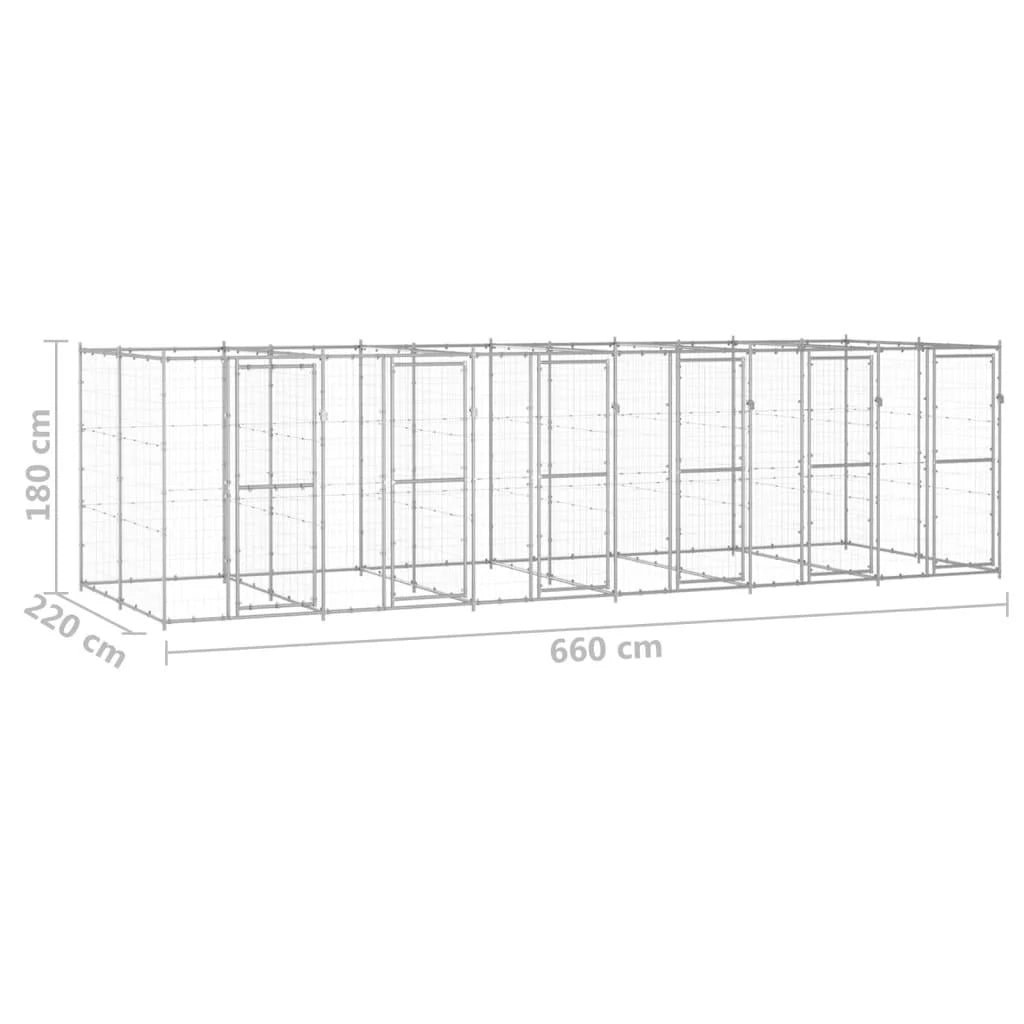Recinto per animali da esterno per cani in acciaio zincato 14,52 m² 02_0000407
