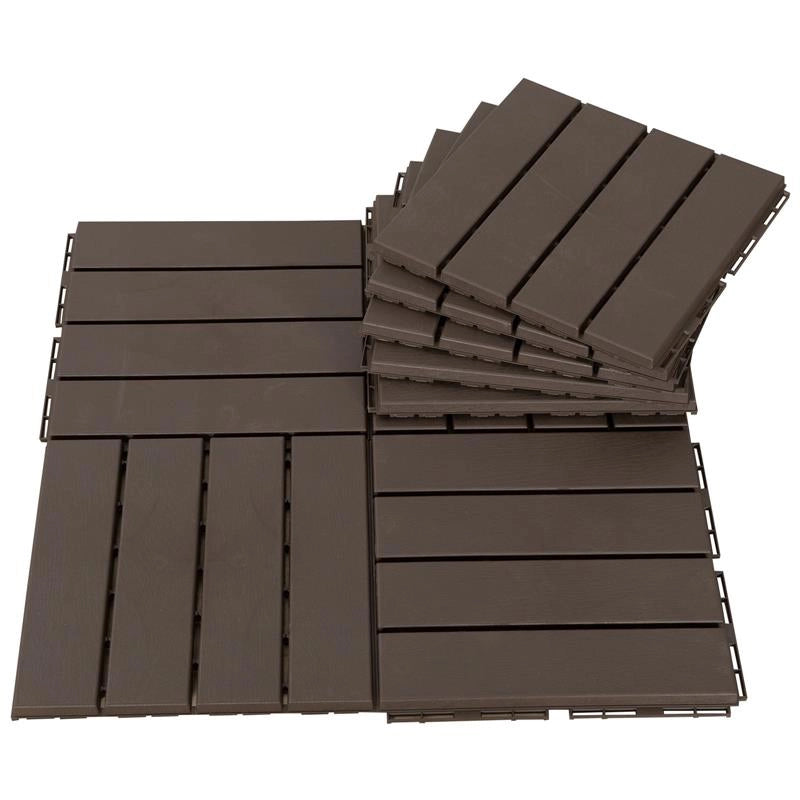 SET 9 MATTONELLE A INCASTRO PER TERRAZZO 30 X 30 X 2 CM MARRONE